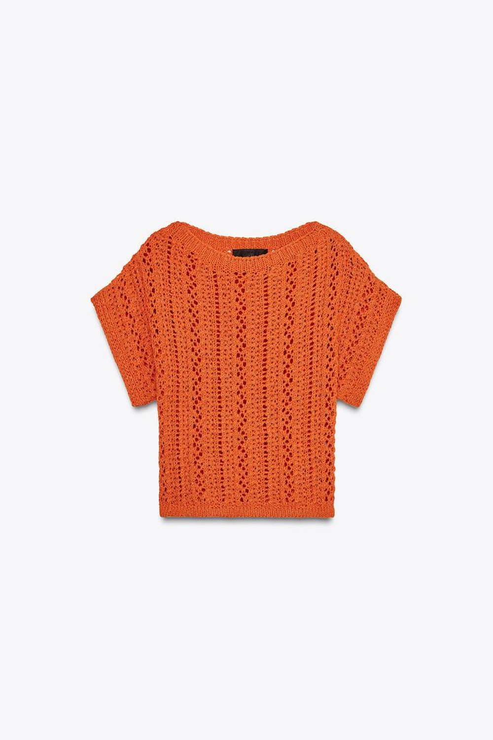 ZARA УКОРОЧЕННЫЙ ТРИКОТАЖНЫЙ ТОП, ОРАНЖЕВЫЙ