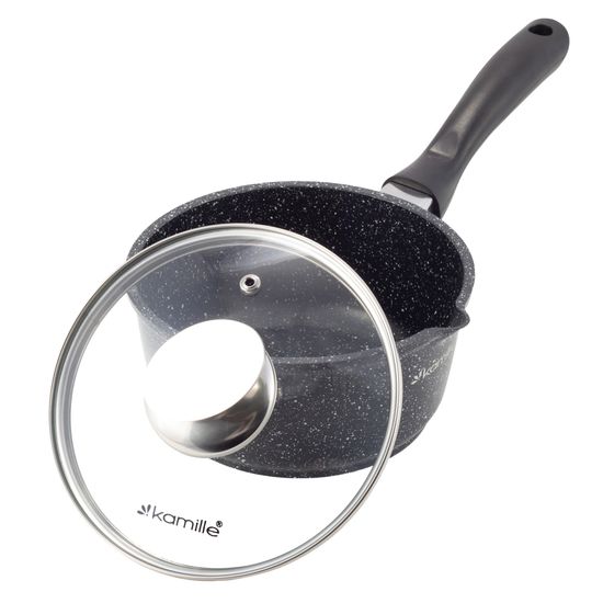 Ковш с крышкой 1,35 л. из литого алюминия Kamille KM-4436 с мраморным покрытием