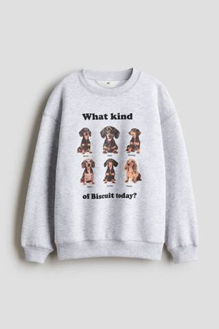 H&M Толстовка с принтом, светло-серый меланж