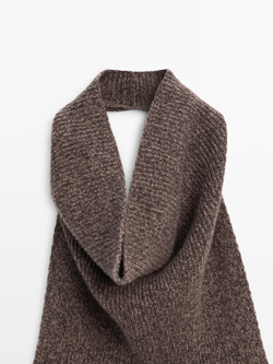 Massimo Dutti Вязаный топ из шерсти и шелка - Limited Edition, серый/коричневый