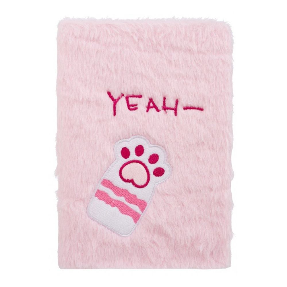 Блокнот детский Basir, формат А5, серия "Лапки", меховая обложка, 80 листов, размер 21*15 см