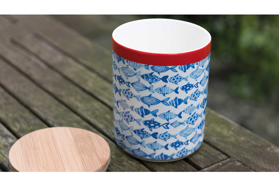 Банка фарфоровая с деревянной крышкой Remember, Fish, 1,25 л