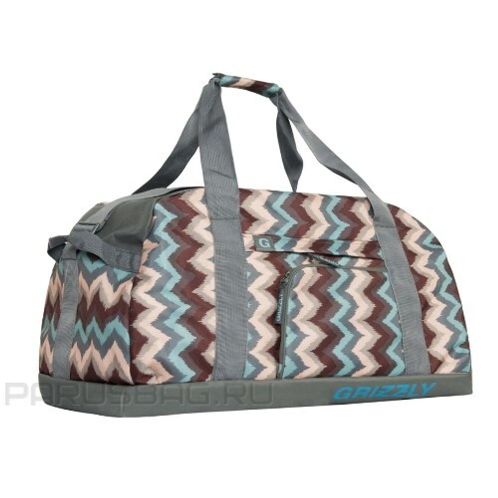 Сумка спортивная Grizzly 600-3/5 62*37*30см зиг-заги серо-розовые