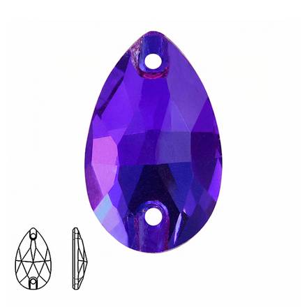 Стразы пришивные из стекла, цвет Purple velvet, форма Teardrop / Pear