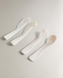 ZARA HOME ПЕРЛАМУТРОВЫЙ НАБОР СТОЛОВЫХ ПРИБОРОВ ДЛЯ ЗАВТРАКА (4 ШТ.), СВЕТЛО-БЕЖЕВЫЙ