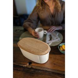 Хлебница с бамбуковой крышкой Tierra, 3 л, молочная