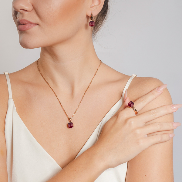 Кольцо Qudo Firenze ruby 18.5 мм 610216 R/RG размер 18,5