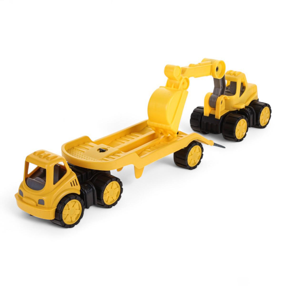 Пластмассовая игрушечная машина Toy Bibib "Эвакуатор с экскаватором", упакет полиэт.сетка