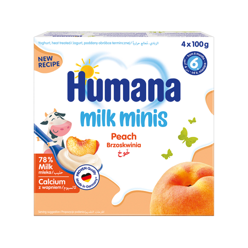 Десерт Humana молочный с персиком 100г*4шт с 6 месяцев