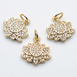 Подвеска Лотос, цвет золото, фианиты, размер 14*13,5 мм, цена за 1 шт