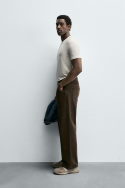 ZARA БАЗОВАЯ ПРИТАЛЕННАЯ ФУТБОЛКА SLIM FIT, СЕРЫЙ МЕЛАНЖ