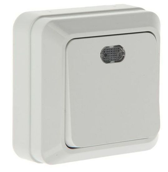 Выключатель UNIVersal Олимп 1-кл. с подсв.о/п бел. 10А 250В