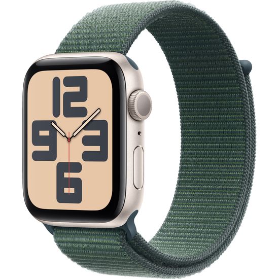 Apple Watch SE 2024 GPS 44mm Starlight Aluminum Case with Lake Green Sport Loop