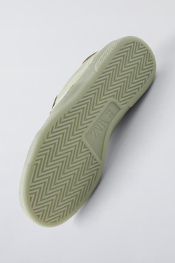 ZARA КОЖАНЫЕ КРОССОВКИ, ЗЕЛЕНЫЙ ХАКИ