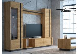 Модульная гостиная Арчи дуб золотой craft / камень темный U3705 комплектация 2