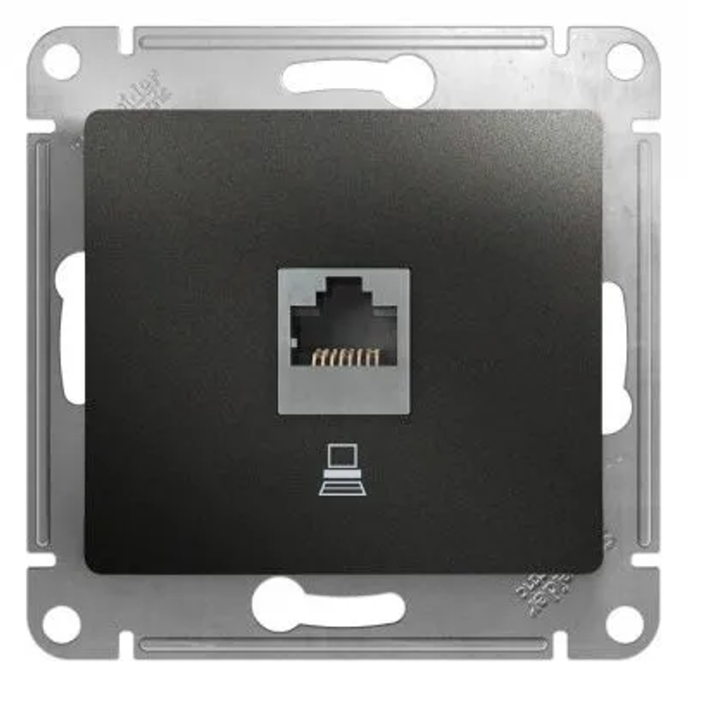 186_ Розетка GLOSSA компьютерная 1хRJ45 кат.5e антрацит без рамки GSL000781K (10) ш/к 3606485436692