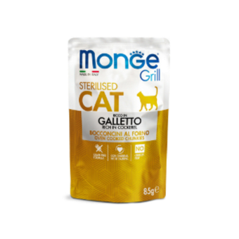 Влажный корм Monge Cat Grill для стерилизованных кошек, с курицей, паучи 85 г - 28 шт