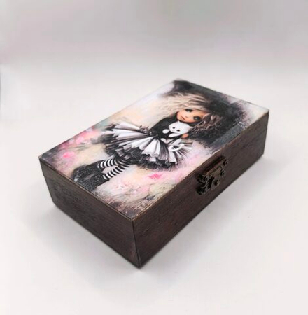 Шкатулка ручной работы декупаж "Котенок"