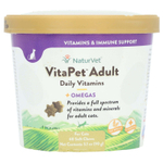NaturVet, VitaPet Adult, ежедневные витамины и омега, для кошек, 60 жевательных таблеток, 90 г (3,1 унции)