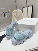 Prada Crochet Platform Slides