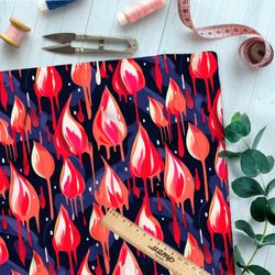 Ткань премиум атлас фантазийные тюльпаны