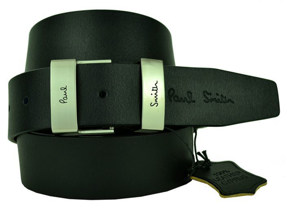 Ремень брендовый мужской чёрный 40 мм для джинсов Paul Smith (копия) 40brend-KZ-296