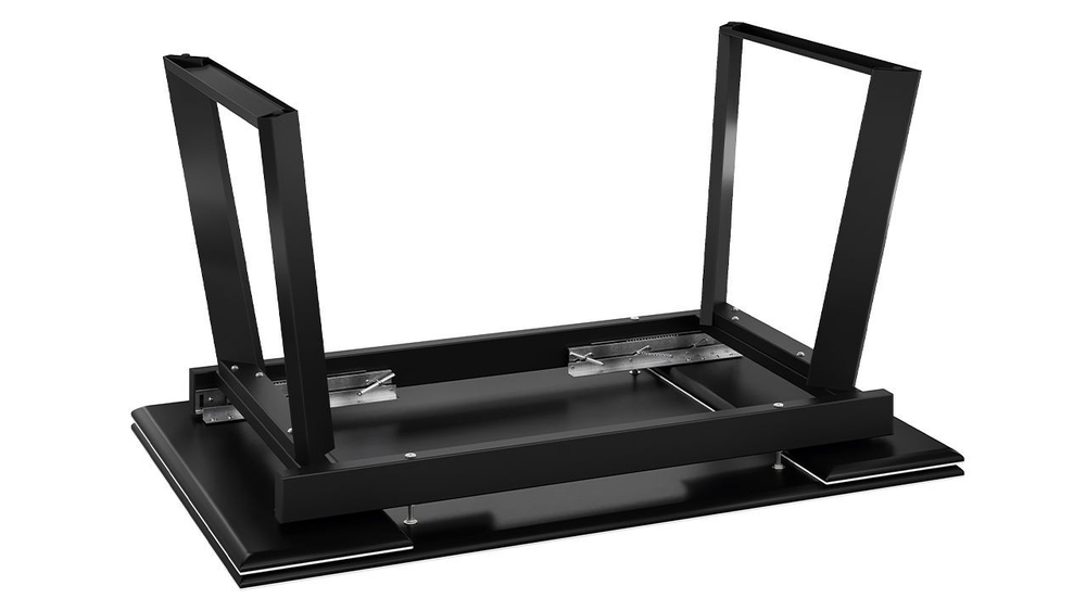 Стол кухонный обеденный раздвижной Черный муар/Керамика матовая серый мрамор 140(200)х85х77 см