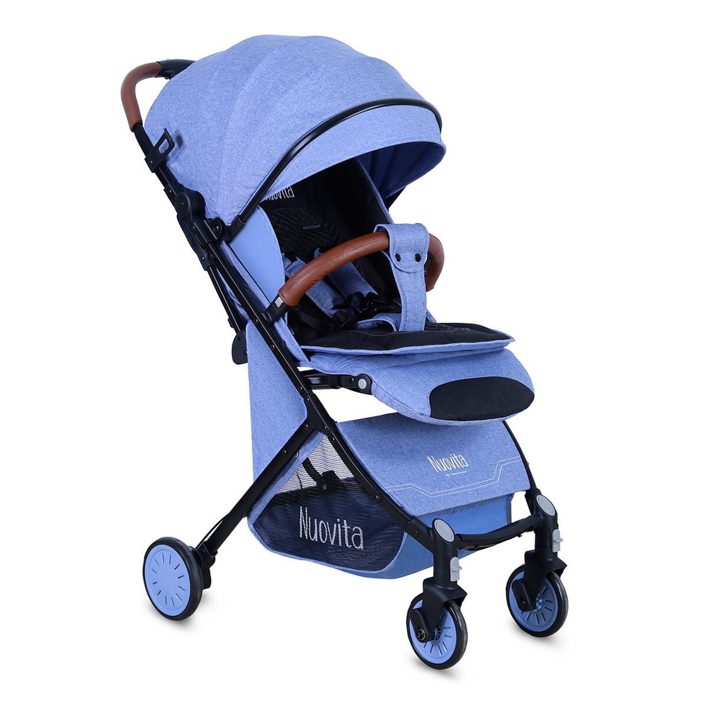 Детская прогулочная коляска Nuovita Giro Lux Denim, Nero / Джинсовый, Черный