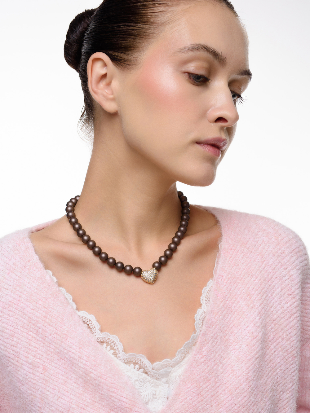 Колье "Autumn Heart Brown" Gold