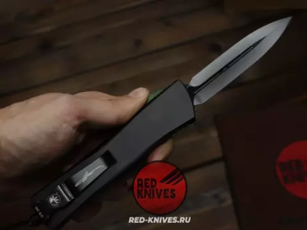 Нож Microtech Troodon D/E - рукоять зеленый Ultem, черный клинок RK-467