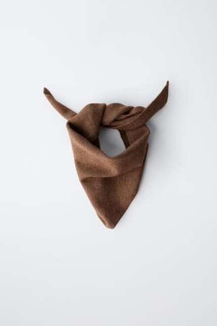 ZARA ВЯЗАНАЯ КОСЫНКА, КОРИЧНЕВЫЙ