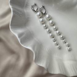 Серьги «Белый градиент» — жемчуг майорка