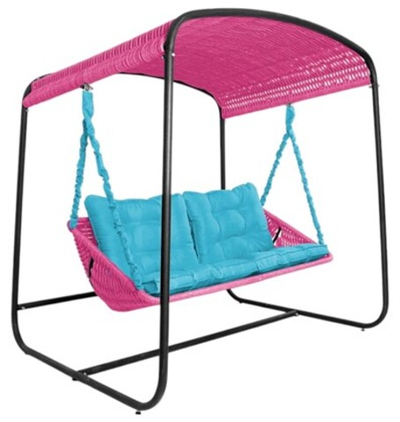 Качели DeckWOOD Sky Bed Lite (розовый, подушка голубая)