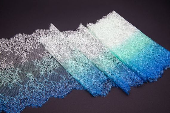 01-57 Кружево шантильи 23 см, ментол/синий