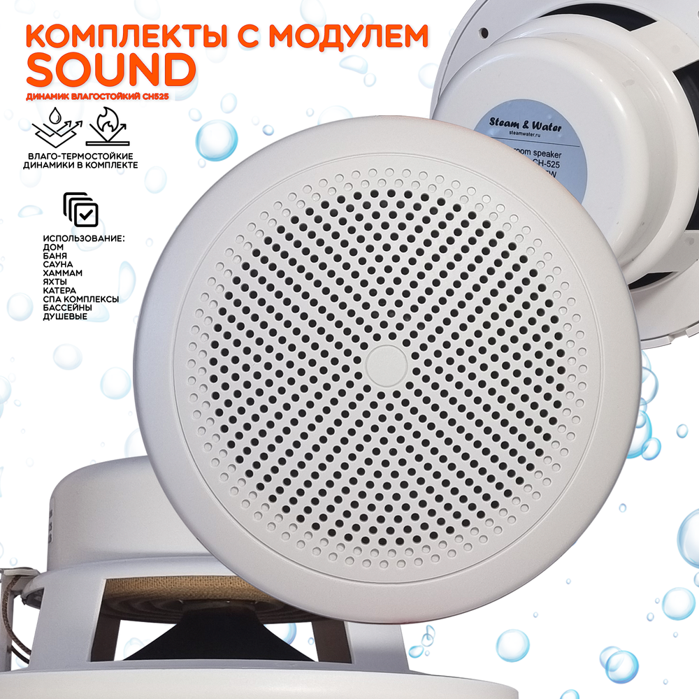 Комплект домашней акустической системы с караоке-усилителем Steam & Water SOUND SAUNA R6