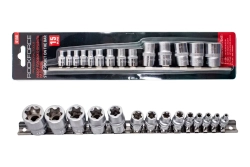 Набор торцевых головок RF-4158: 1/2"&1/4"&3/8"DR звездочка E4-24 14пр ROCKFORCE