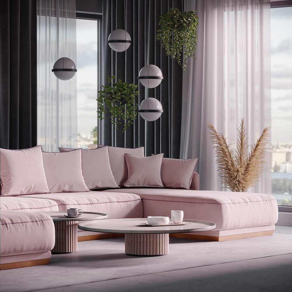 2-х местный нераскладной диван с кушеткой SOHO 809/804