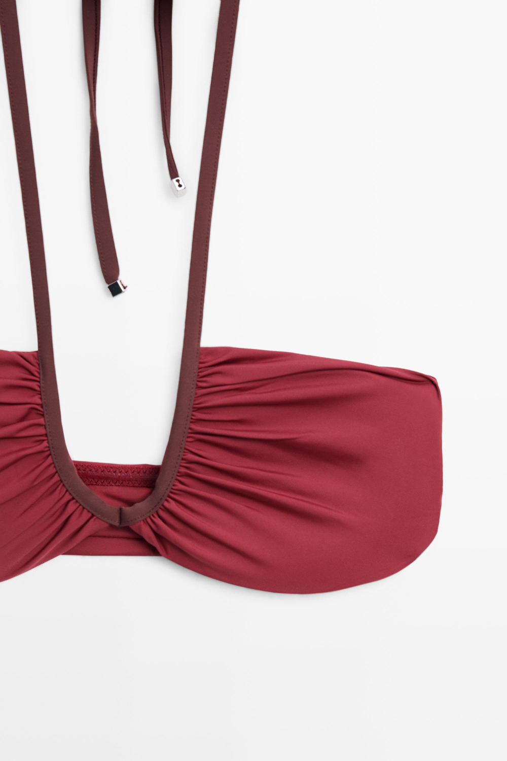 Massimo Dutti Топ бикини с контрастными сборками, розовый