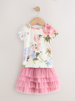 Футболка и юбка в комплекте для девочки Next 386-167, Розовый, Молочный