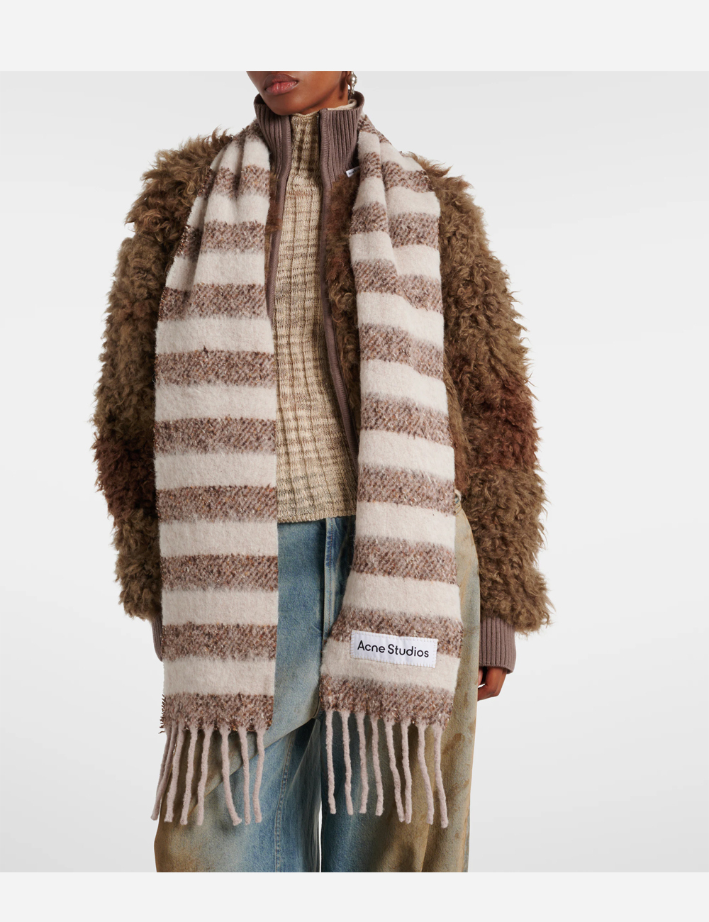 Шарф Acne Studios Striped Wool-Blend Brown