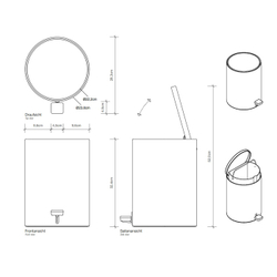 Ведро для мусора Decor Walther TE 50 0613650  12 л. белое матовое схема