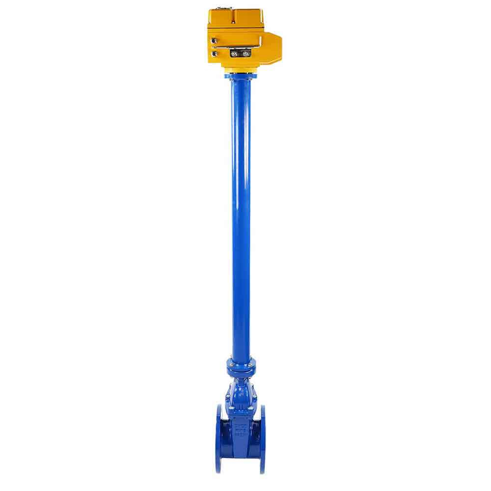 Wedge gate valve 30c939r blue Elephant-GGG50-EPDM-F4-BLUE PSI232 class 150 flange connection, with rubber lined wedge EPDM, control column L=2500 mm, electric actuator Elephant MT 110/220V