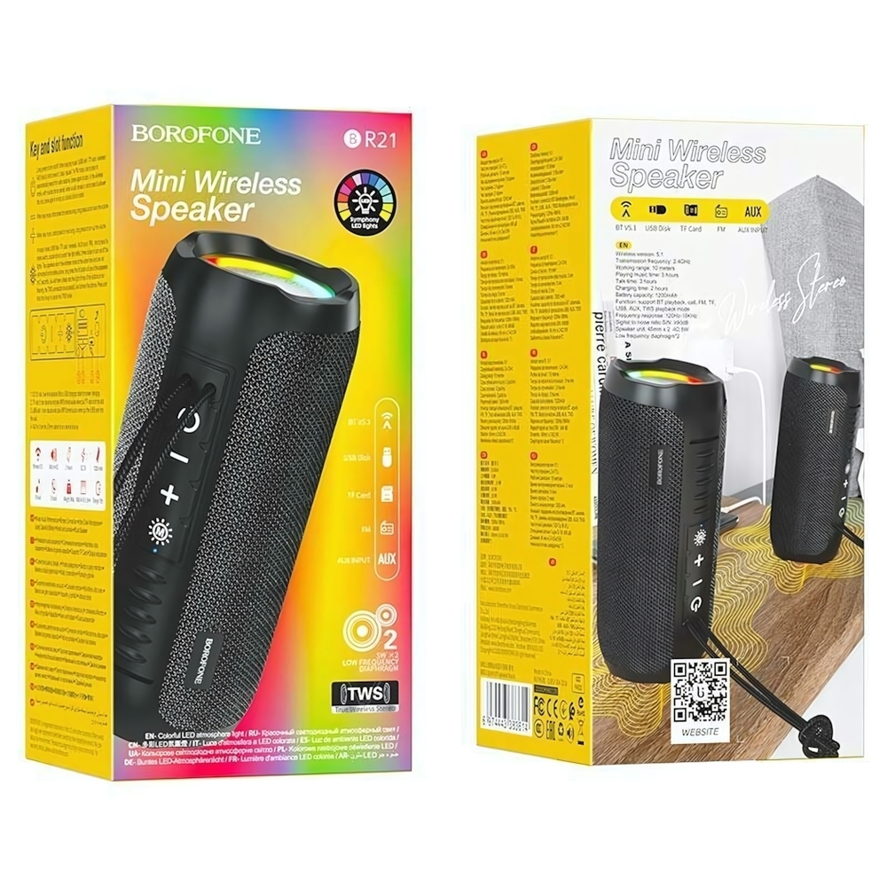 Портативная колонка Borofone BR21, 10W, BT5.1, 1200mAh Black