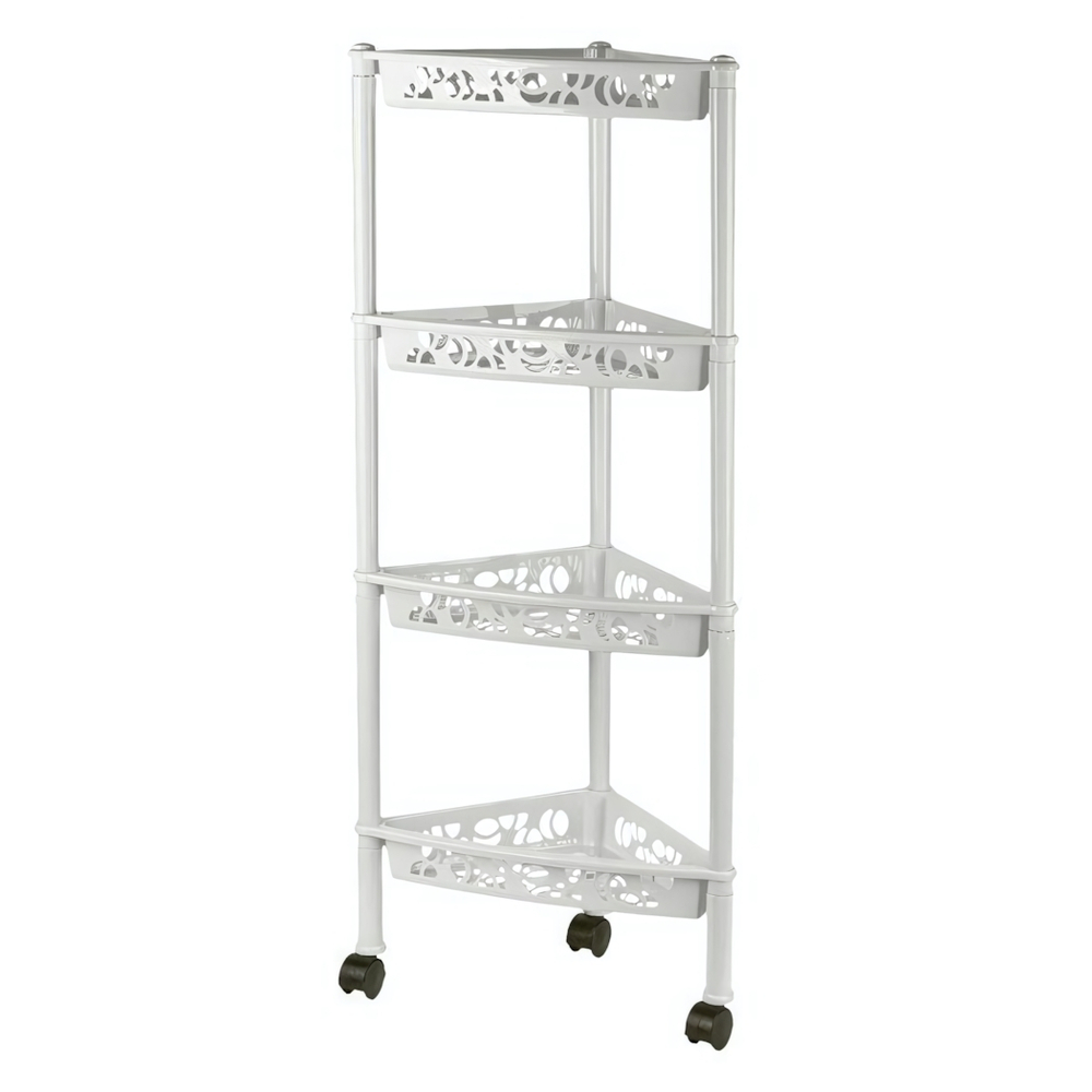 Этажерка Keeplex Light на колесиках четырехсекционная угловая 38,3х22,2х93,5см белое облако