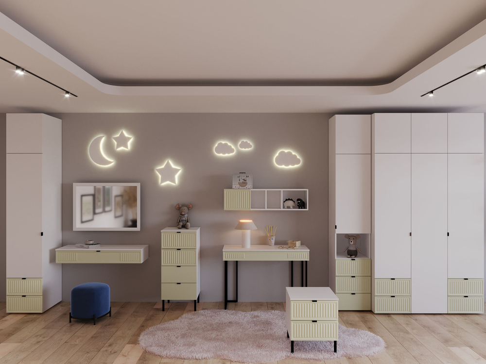 Шкаф для одежды, шкаф белый,зеленый, Окленд 79-657Ф