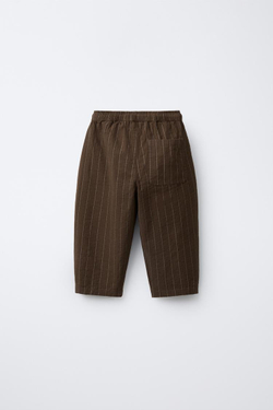 ZARA БРЮКИ В ПОЛОСКУ, КОРИЧНЕВЫЙ