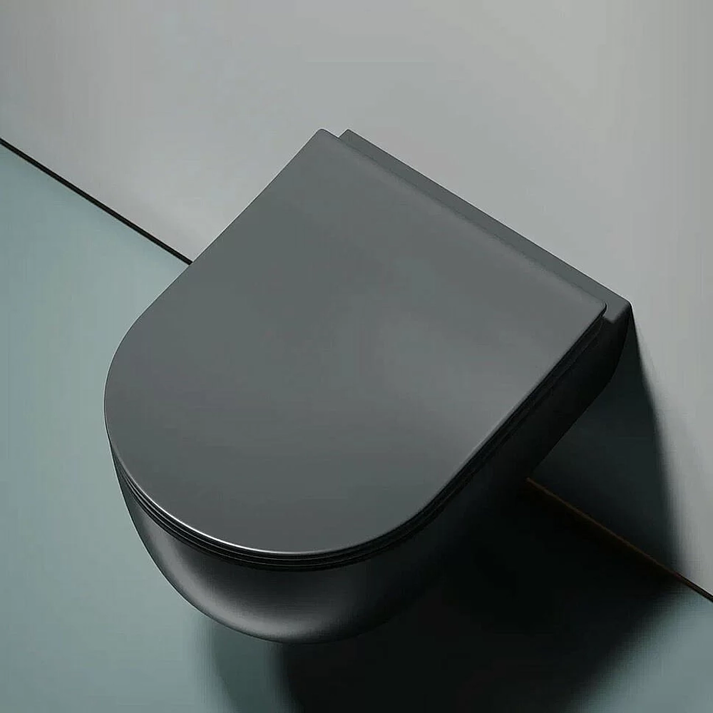 Унитаз подвесной Ceramica Nova Modena CN6063MDH безободковый, с крышкой микролифт, антрацит темный матовый