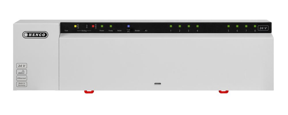 Базовый модуль 8 зон, HENCO(ХЕНКО) 230В LAN, с дин рейкой в комплекте