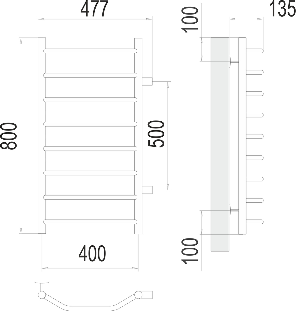 Полотенцесушитель TERMINUS Эконом Виктория П8 400х800 бп500 NEW