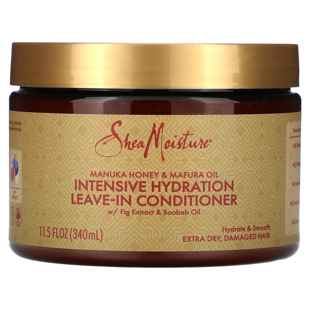 SheaMoisture, Несмываемый кондиционер для интенсивного увлажнения, мед манука и масло мафуры, для очень сухих, поврежденных волос, 340 мл (11,5 жидк. унц.)